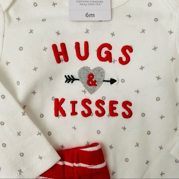 Carter’s | Hugs & Kisses XOXO Stripe Jogger Outfit NWT 6M - Picture 3 of 6